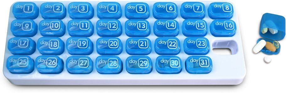 31 Dag Månedlig Pill Pod Organizer for Easy Medication Management - Hold dig på sporet med Daily Vitamin Supplement Med Boxes, Klar til rejse
