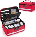 Damero Locking Pill flaske Organizer med Indre Dividers, Medicin Storage og Organizer Bag Kombinationslås til medicin, vitaminer og medicinske forsyninger, rød
