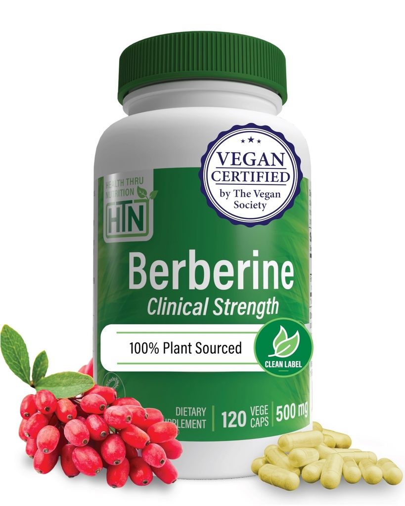 Health Thru Nutrition Berberine HCl 500mg 120 Servering ekskl. 124; Clinical Strength Supplement 124; Certified Vegan