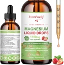 GREENPEOPLE Magnesium Glycinate Liquid Drop - 17- in-1 4Fl. Oz Triple Magnesium Complex supplement med Glycinate 400mg & Citrate 500mg Taurat / L- Theanin for rolige mood / muskel / søvn, Strawberry Flavor