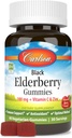 Carlson - Sort Elderberry Gummies, med C-vitamin og zink, immunstøtte, 60 Gummies
