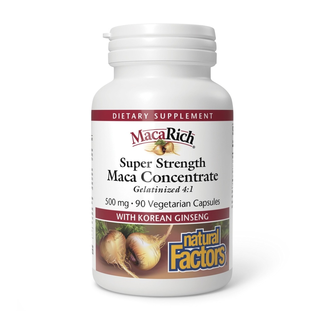 MacaRich af naturlige faktorer, Super Strength Power Maca, Superfruit Antioxidant tillæg med Ginseng, 90 kapsler (90 portioner)