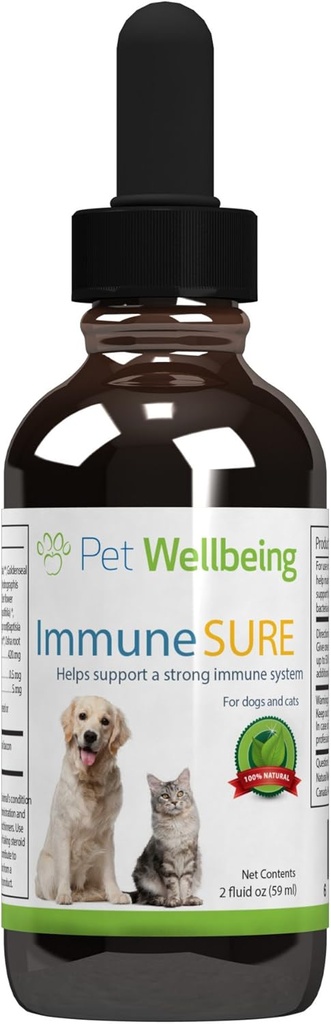Pet Wellbeing immun Sikker for hunde - understøtter normale immunforsvar, Gut Flora Balance, Andrographis, Echinacea, C-vitamin, Zink - Veterinarian- Formuleret Herbal Supplement 2 oz (59 ml)