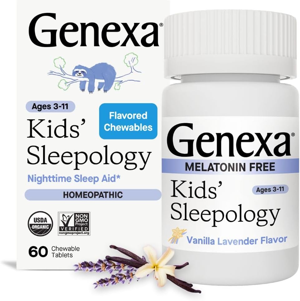Genexa Sleepology for Children – 60 Tablets | Certified Organic & Non-GMO, Melatonin-Free, Physician Formulated, Homeopathic | Sleep Aid for Children