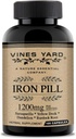 Jern Kosttilskud: 124; Natural Herbal Iron Pills: 124; Organic Sarsaparilla, Mælkebøtte, Burdock Root & Yellowdock Capsules: 1200mg