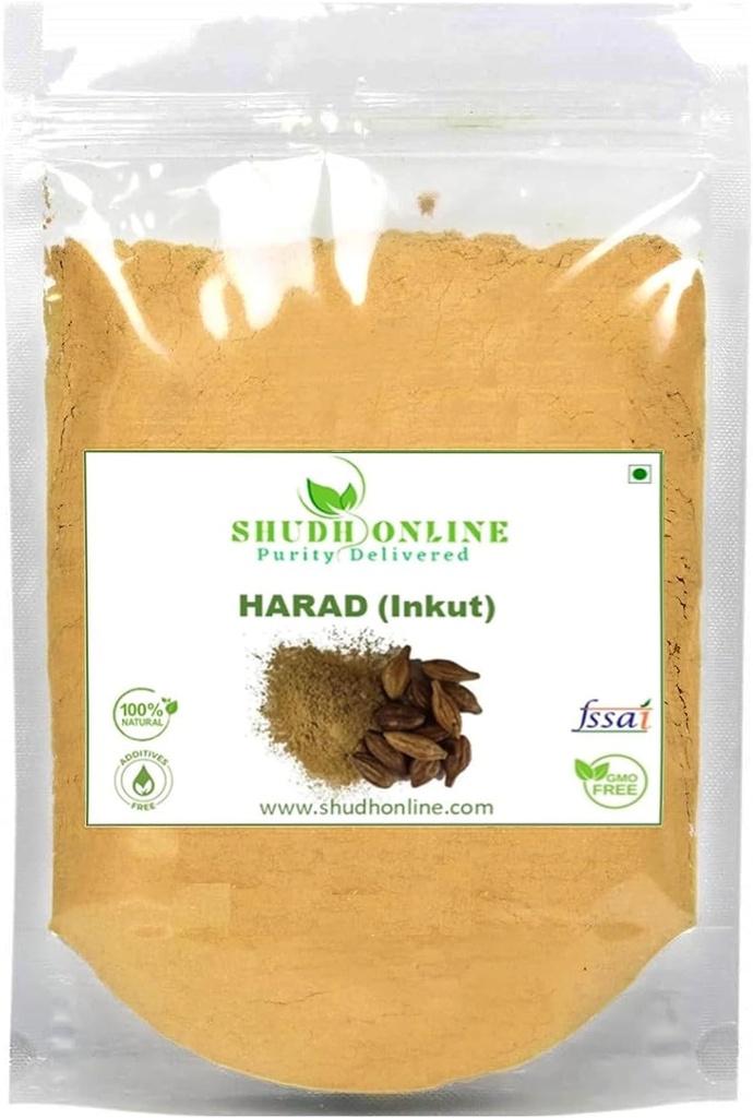 KRISTINA Harad Powder, Haritaki, Inknut Powder, Haralu (100 Grams), Harar, Karakkaya, Kaudukai, Terminalia Chebula for Weight Loss, Digestion, Face, Dark Circles