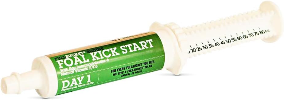 FullBucket Equine Foal Kickstart Paste - Ideel til nyfødte føl på dag 1 til støtte sund immunforsvar & fordøjelsessystem sundhed, 1 Tube