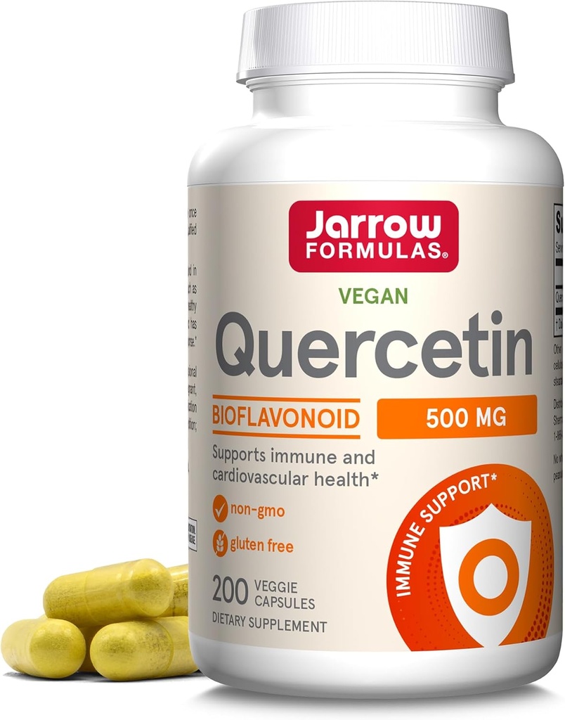 Jarrow Formulas Quercetin 500 mg - 200 Veggie Caps - Understøtter antioxidant status, cardiovaskulær sundhed & immunforsvar - 200 Servere