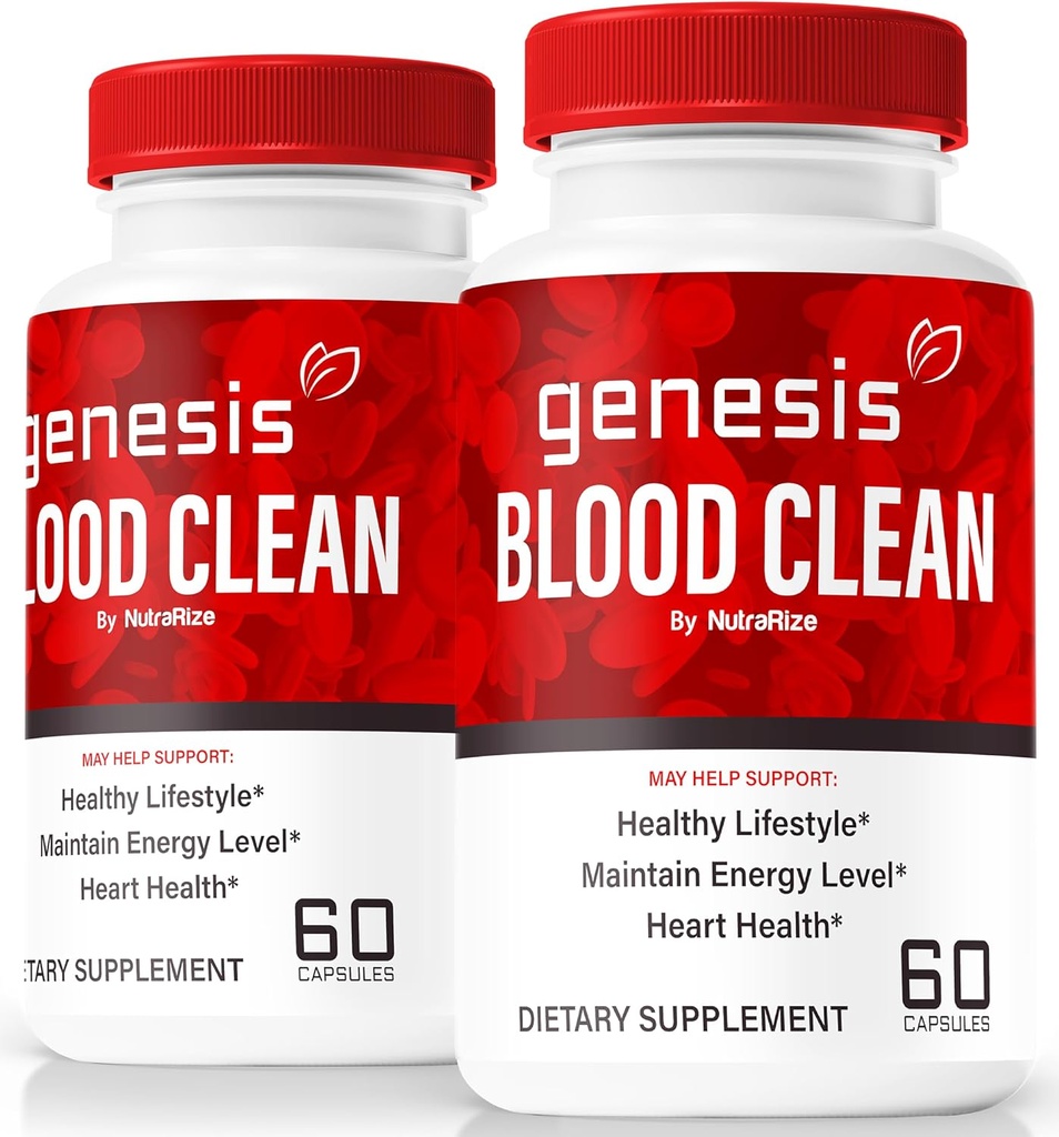 (2 Pack) Genesis blod rene kapsler - Officiel formel til støtte Detox & Rense, Naturlig støtte til velvære, Premium Genesis sundhed blod rene piller, GenesisBlood Clean Pastillas (120 Kapsler)