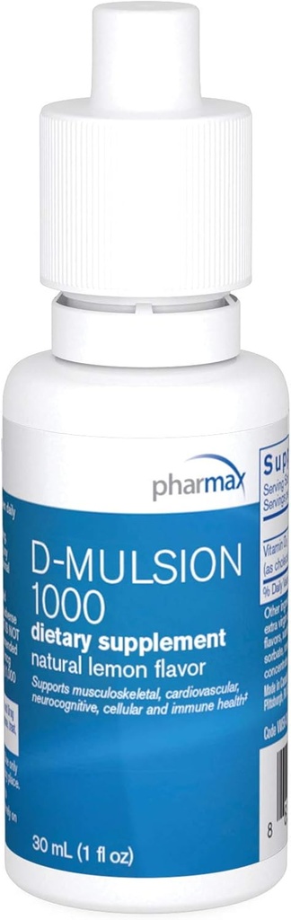Pharmax D- Mulsion - 124; Flydende emulgeret D-vitamin - 124; 1 fl. oz - 124; Natural Lemon Flavor
