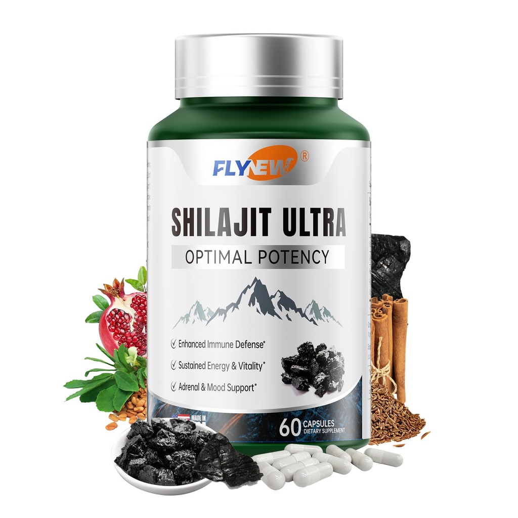 Shilajit til mænd Kvinder, Shilajit med naturligt Fulvic Acid & L- Arginin, Himalayan Shilajit til ekstra magt, Stamina & immunforsvar, Non- GMO, Made in USA, 60 Kapsler, 1.300mg Per Servering