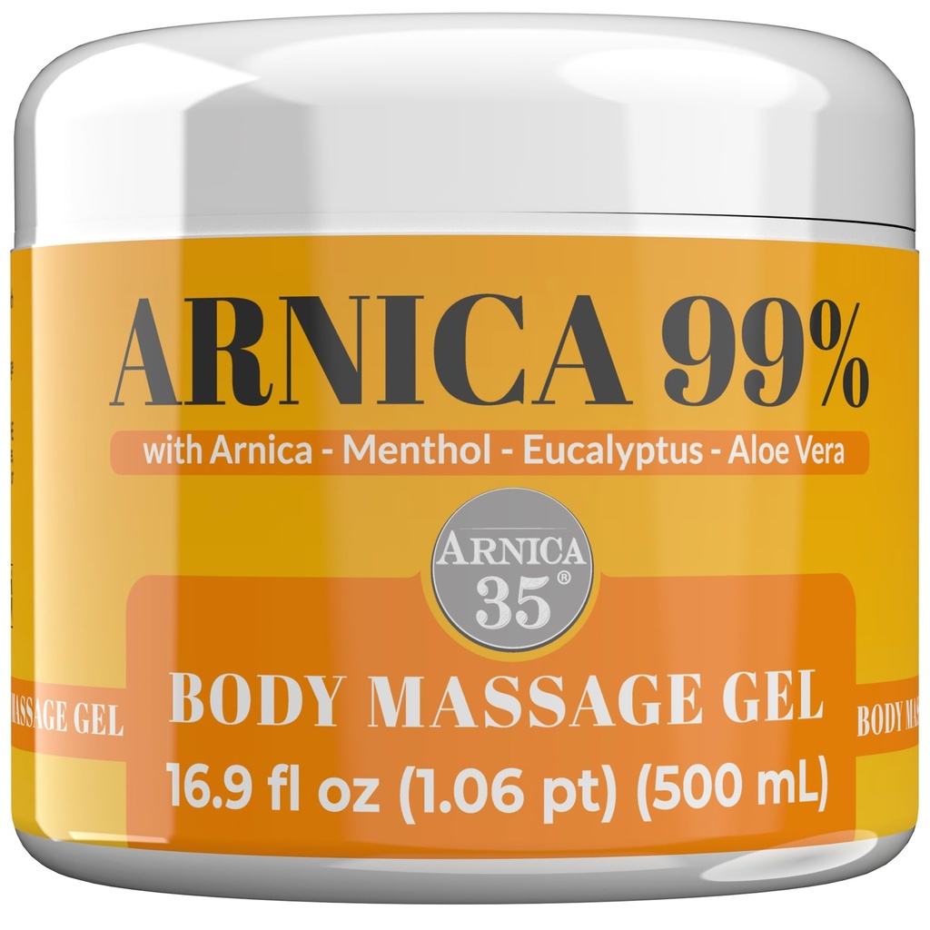 Arnica 35 - Arnica Gel for Bruising Extra Strong 98% 16,9 Fl Oz, Massage af muskler og joints, Natural og Dermatological Tested Formel - Made in Italien