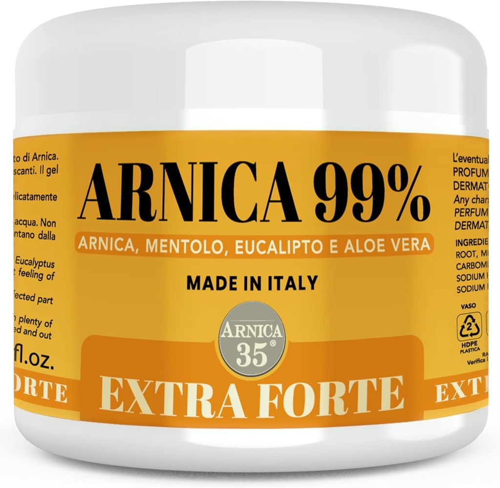 Arnica 35 - Arnica Gel for Bruising Extra Strong 98% 16,9 Fl Oz, Massage af muskler og joints, Natural og Dermatological Tested Formel - Made in Italien