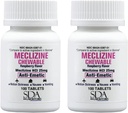 SDA LABORATORIES Meclizine 25mg Chewable Tablets, Anti-Emetic, Raspberry Flavor, Motion Sickness & Vertigo Relief for Nausea, Dizziness, Vomiting, Portable Travel Aid (2 Bottles of 100 Count)
