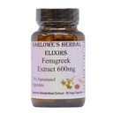 Barlowe's Herbal Elixirs Fenugreek Extract | 70% Furostanol Saponins | 600 mg per Capsule | 60 Vegi-Capsule | Non-GMO | Stearate Free | Glass Bottle