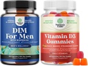 Bundle af avanceret diindolylmethan DIM supplement til mænd og vitamin D3 gummier for daglig wellness for ben muskel & immunforsvar