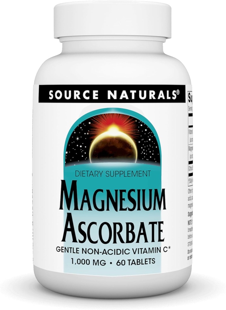 Source Naturals Magnesium Ascorbat, Non- Acid Vitamin C * - 1000 mg, 60 tabletter