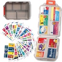 Pill Organizer with Medicine Labels Travel Daily Pill Container Mini Medication Organizer Storage Pill Organizer Travel Essentials Pill Case 7 Day (Pink & 161 Lables)