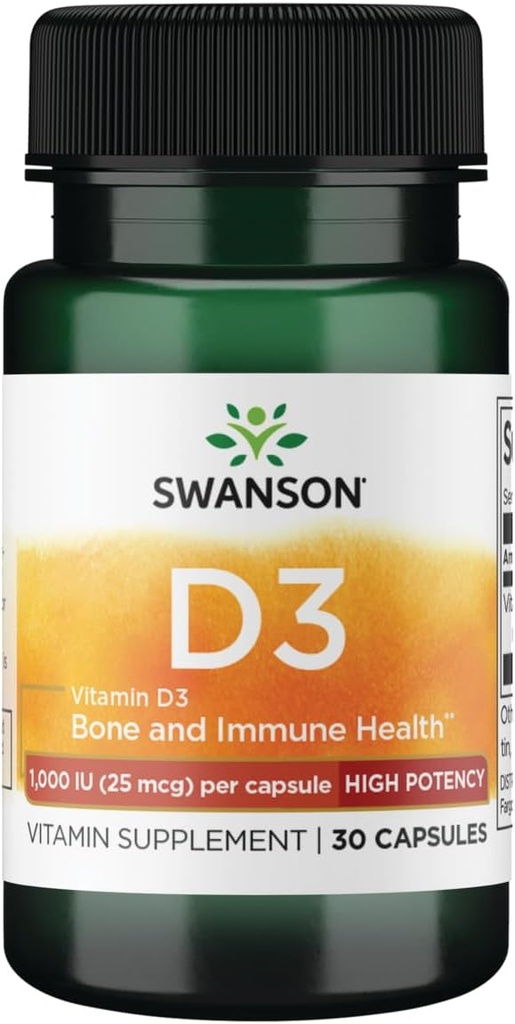 Swanson High Potency Vitamin D-3 1000 Iu (25 mcg) 30 kapsler