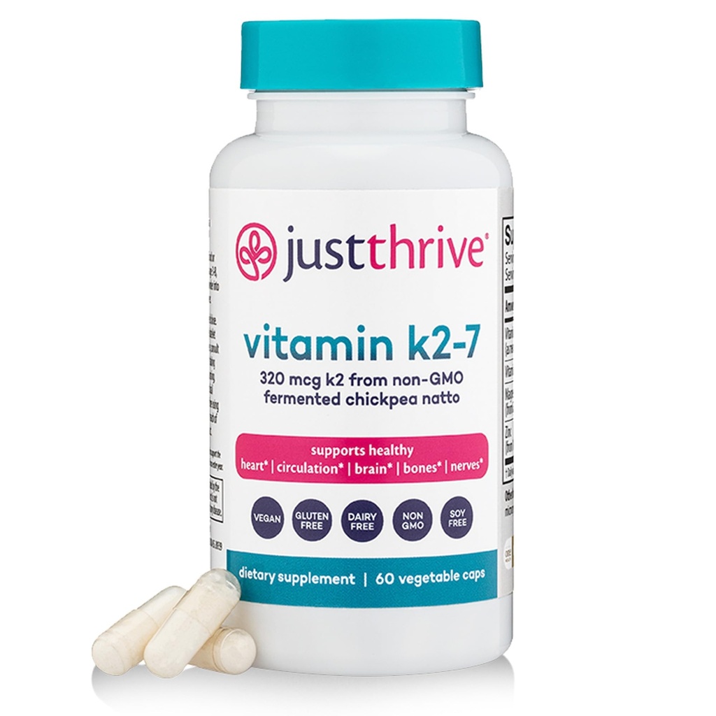 Bare Thrive Vitamin K2- 7 - Knogler, hjerne, og hjerte sundhed K2 Vitamin supplement, 60 kapsler