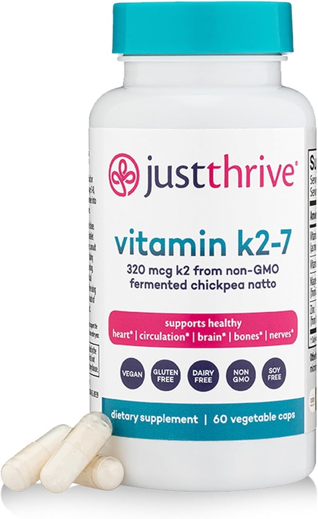 Bare Thrive Vitamin K2- 7 - Knogler, hjerne, og hjerte sundhed K2 Vitamin supplement, 60 kapsler