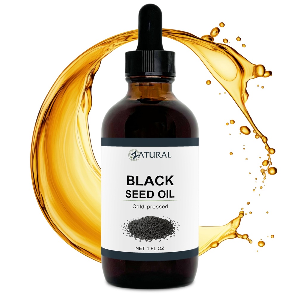 Zatural Black Seed Oil Nigella Sativa Cold Pressed Cumin Oil fordøjelse, hud, hjerne, immunforsvar, joints & mere (4 Fl Oz)