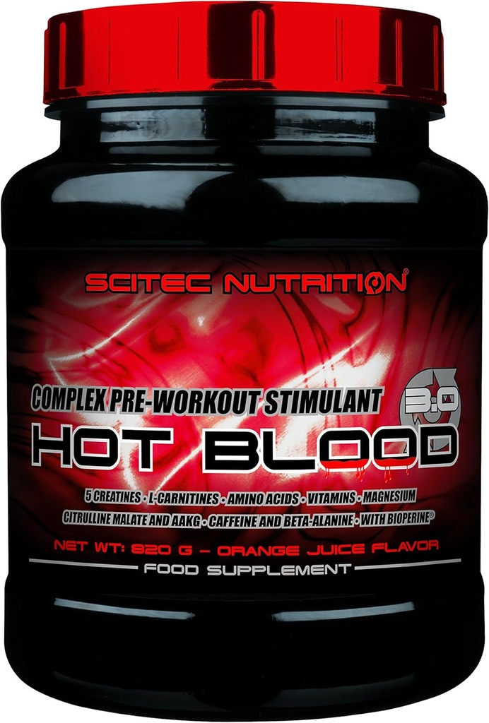 Scitec Nutrition Hot Blood 3.0-1.81 Pound, Orange Juice (Pre-workout supplement)