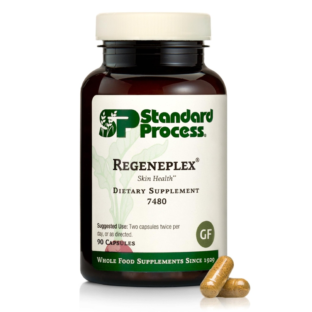 Standard Process Regeneplex - Skin Health supplement med C-vitamin & zink - Understøtter cellular funktion - Gluten- Free - 90 kapsler (45 Servere)
