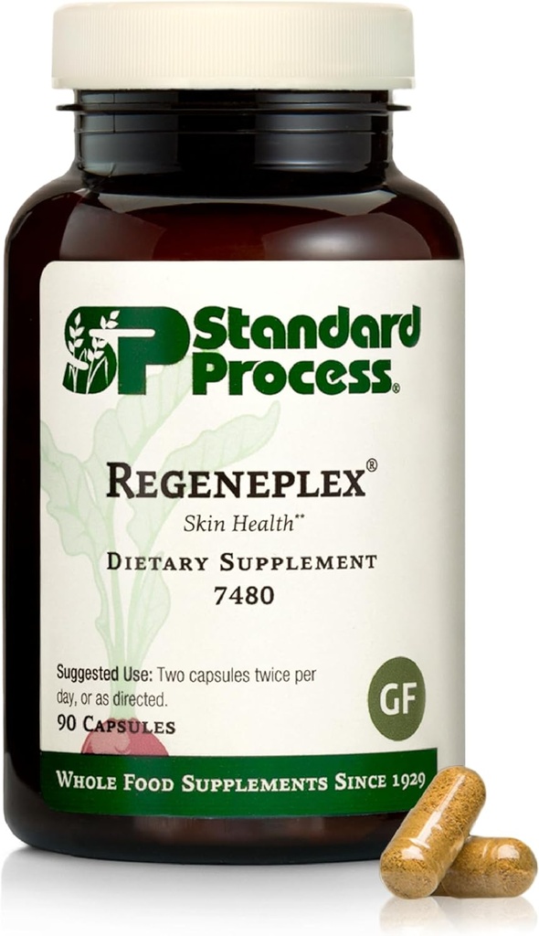 Standard Process Regeneplex - Skin Health supplement med C-vitamin & zink - Understøtter cellular funktion - Gluten- Free - 90 kapsler (45 Servere)