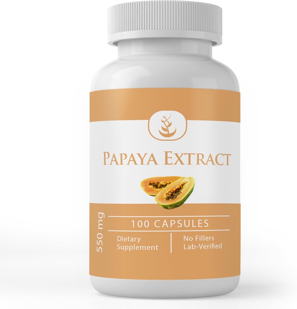 PURE ORIGINAL INGREDIENSER Papaya Extract, (100 kapsler) Altid ren, ingen tilsætningsstoffer eller fyldstoffer, Lab Verified