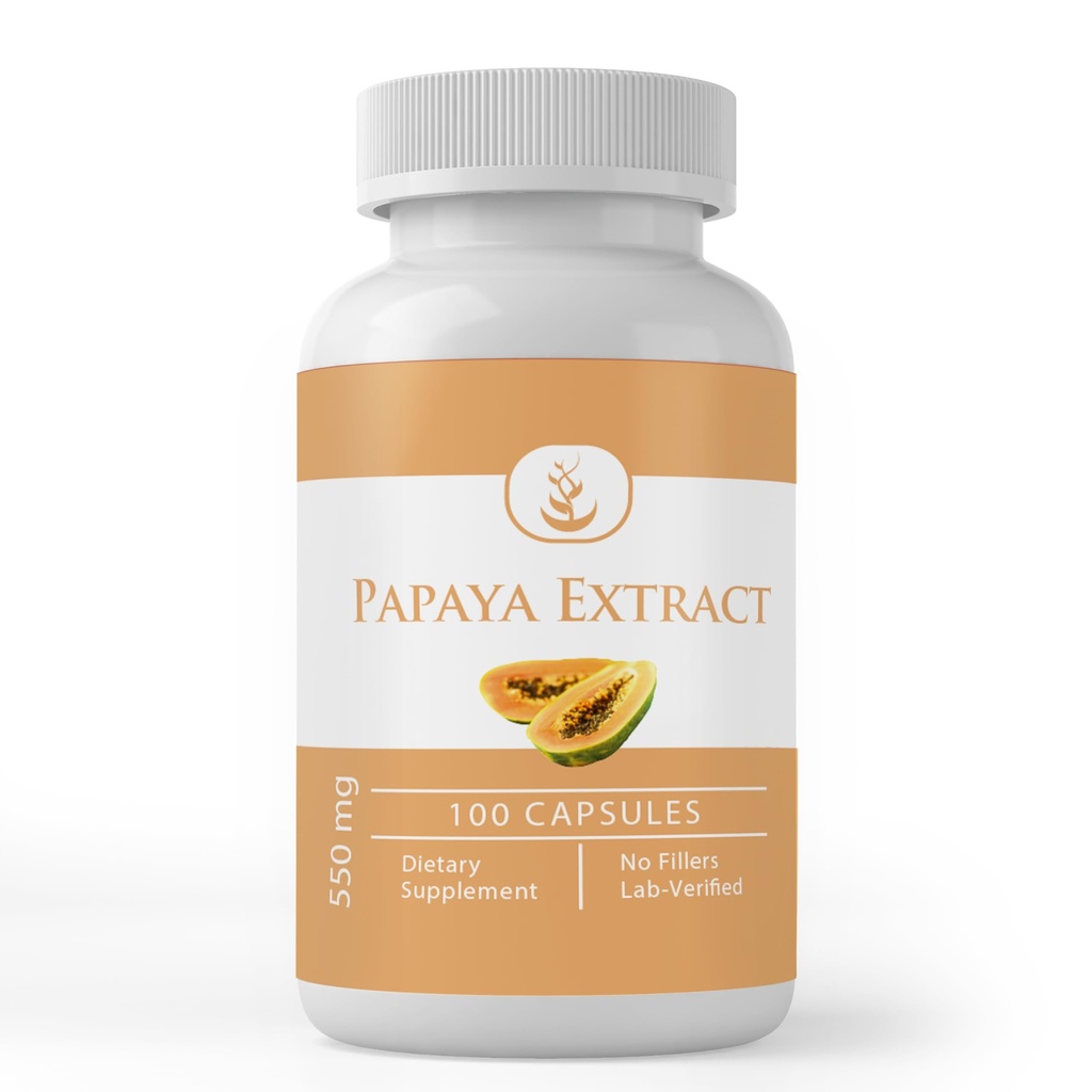 PURE ORIGINAL INGREDIENSER Papaya Extract, (100 kapsler) Altid ren, ingen tilsætningsstoffer eller fyldstoffer, Lab Verified