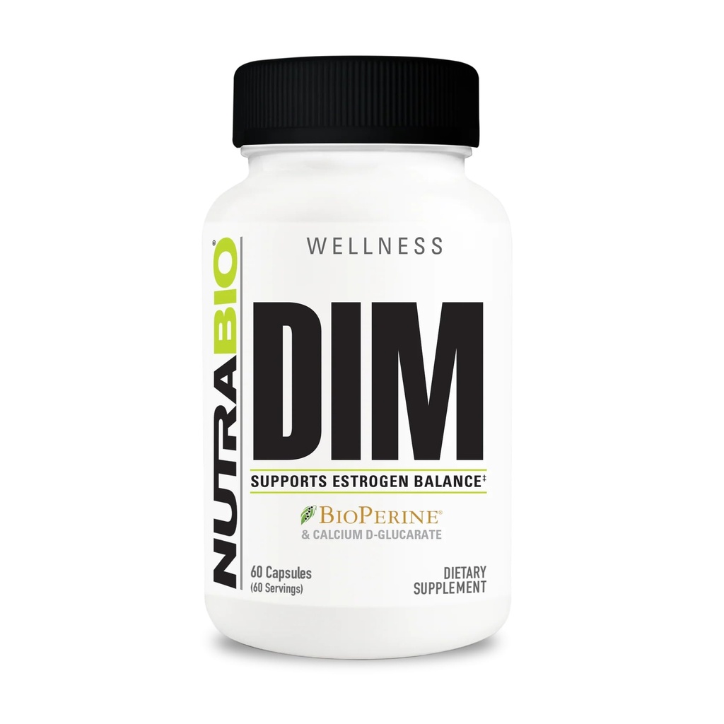 NutraBio DIM supplement, understøtter østrogen balance, 100 mg - 60 vegetabilske kapsler