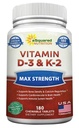 aSquared Nutrition Vitamin D3 med K2 Supplerende - 180 tyggetabletter, Max Styrke D-3 Cholecalciferol & K-2 MK7 til støtte sunde knogler, tænder, hjerte-antioxidant D3 & K2 MK- 7 Energiformel Voksne