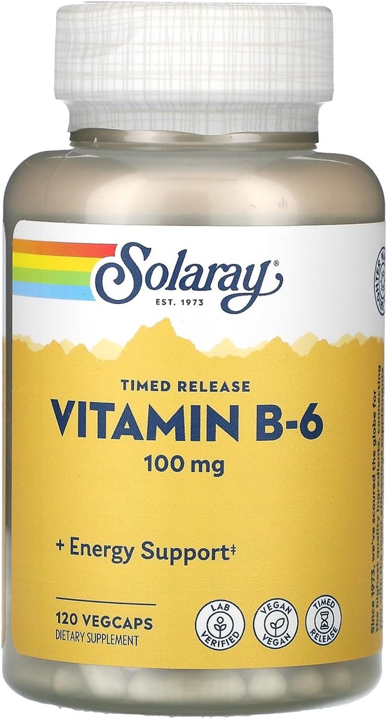 Solaray B 6 Two Stage Timet Release, 100mg, 60 Greve
