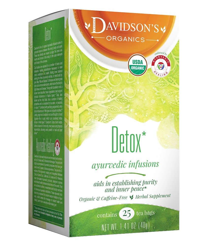 Davidsons Organics, Ayurvedic Infusioner, Detox, 25-greve Tea Tasker, pakke med 6