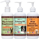 Natural Dog Company Wellness Bundle Food Oil Toppers inkl. (1) Wild Alaska Salmon Oil, (1) Liquid Glucosamin, (1) Calming Oil