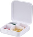 Bærbar Pill Organizer - Slim Pill Box til punge eller rejser, Compact Pill Case (4 Segment, White)