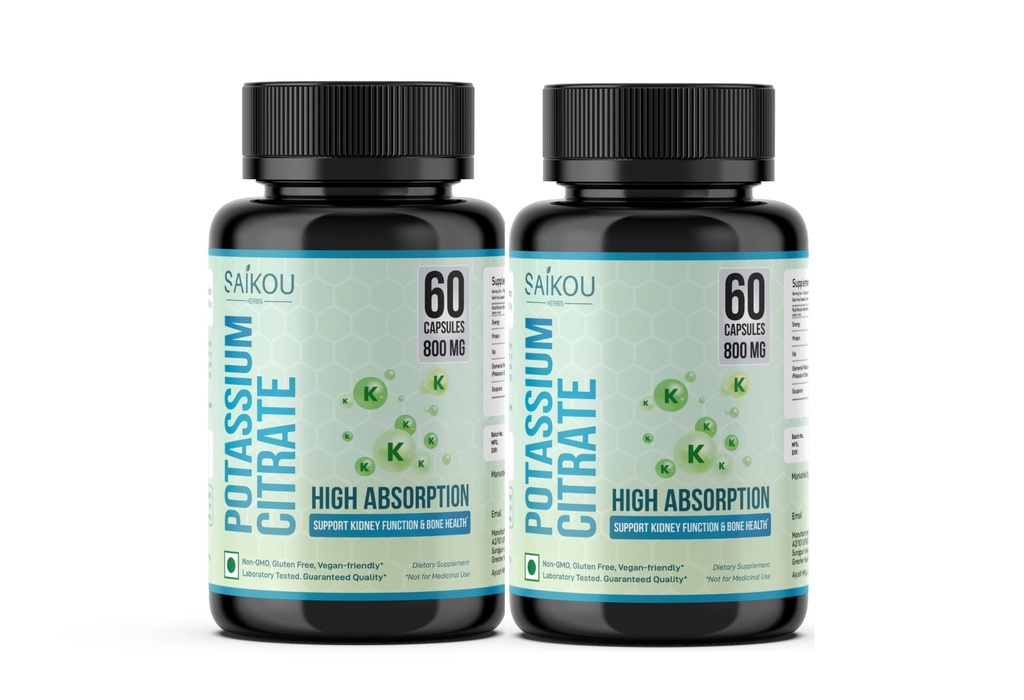 Kalium Citrate 800 mg High Absorption Kalium Supplement - 120 Servering understøtter elektrolytbalance, Nyre og ben sundhed (2)