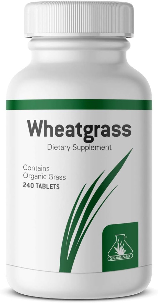 Graminex Wheatgrass Tablets - Natural Immunity, Anti- Aging Support, Øger energi, Wellness - Aminosyrer, Vitamin, Mineraler, Antioxidants Green Superfood Supplement - 240 Non- GMO Tabs