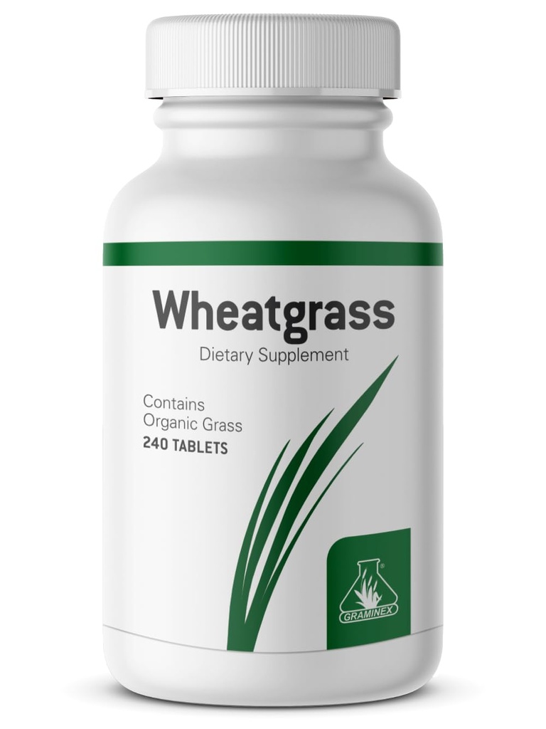 Graminex Wheatgrass Tablets - Natural Immunity, Anti- Aging Support, Øger energi, Wellness - Aminosyrer, Vitamin, Mineraler, Antioxidants Green Superfood Supplement - 240 Non- GMO Tabs