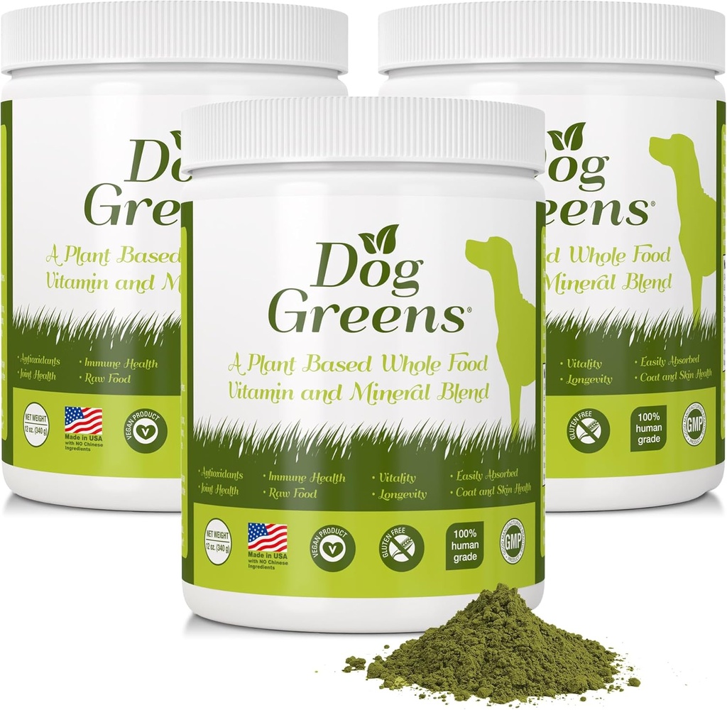 Superfood supplement til hunde (12 oz) Organic Human- Grade Ingredienser, Vitaminer, Mineraler, Antioxidanter og Fibre Rich for Optimal fordøjelse, Shiny Coat og bedre sundhed (3 Pack)