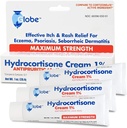 Globe (3 Pack Hydrocortison Maximum Strength Cream 1%, Anti- Itch Cream for Rødme, Hævelse, Kløe, Udslæt, Bug / Mosquito Bites, Eksem, Hæmorroider & mere