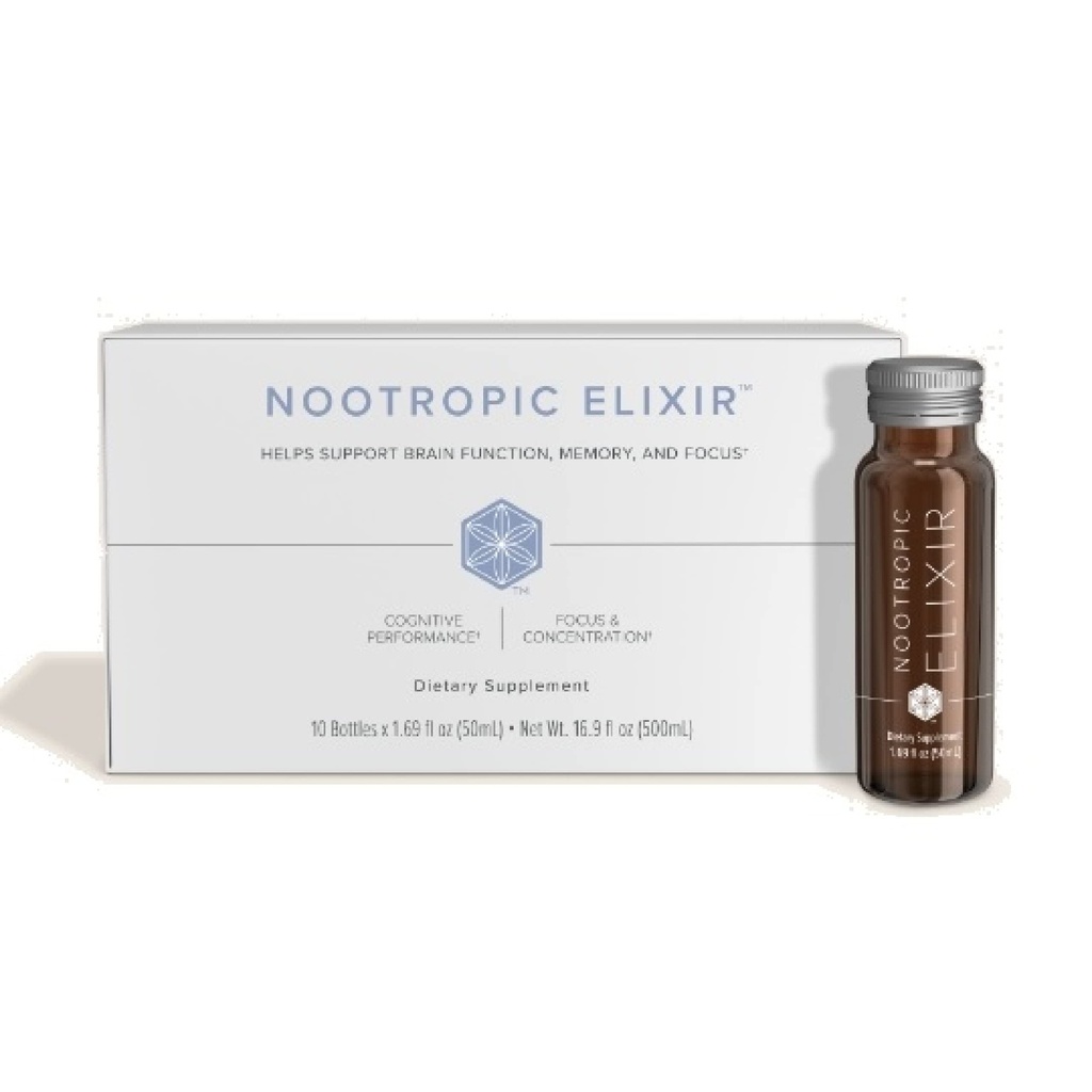 Isagenix Nootrop Elixir - Brain Health & Focus Supplement - Flydende tillæg med grøn te Uddrag til støtte for en sund Mindset - 1.69 Oz flasker (10 Greve)