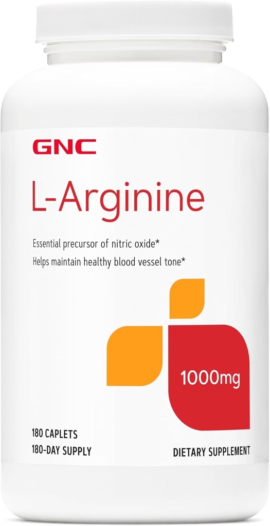 GNC L Arginin 1000mg tillæg, understøtter sunde blodkar Tone, 180 Servering