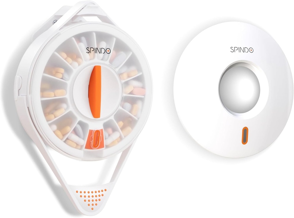 Fullicon Light Proof Combo, Weekly Pill Dispenser Organizer med Private Solid Lid, 14 store kompartmenter og Child- Proof Lock, Spindo Medicine Dispenser Vitamin / Tablet / Supplement for ældre (hvid)