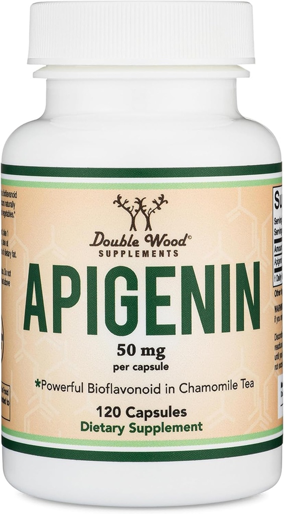 Apigenin Supplement - 50 mg per kapsel, 120 greve (kraftfuld Bioflavonoid Fundet i kamille te for afslapning, søvn, og mood) Senolytiske flavonoler til aging (Gluten Free) af Double Wood