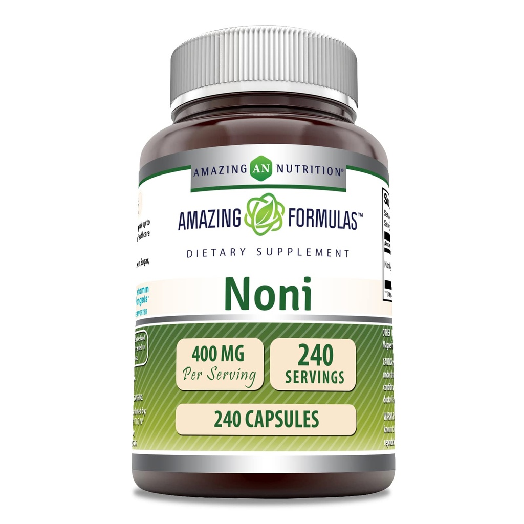 Amazing Formulas Noni 400 Mg per Serving Medic124; 240 Kapsler Supplement 124; Non- GMO Medic124; Gluten Free Medic124; Lavet i USA