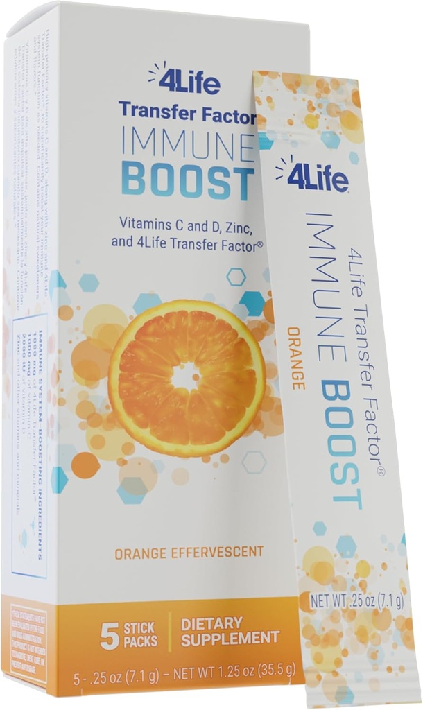 4Life Immun Boost - Wide Spectrum immunforsvar Transfer Factor, zink, og C-vitamin - 5 Powder Packs