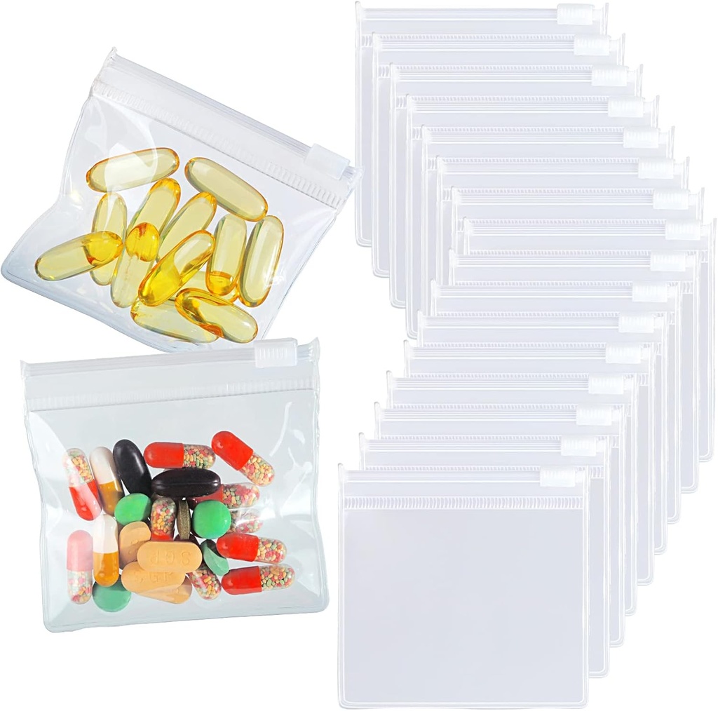 68 Pakninger Pill Pouch Tasker BPA Gratis Pill Tasker 12mil 3 x 2,75 Tommer Transparent Lille Zip Genanvendelige narkotika Tasker Seal Zipper Pill Pouches til Travel Medicine Organizer, Smykker, Lille Håndværk stykker