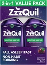 ZzzQuil, dvalestøtte, nattetid dvalehjælpevæske, 50 mg diphenhydramin HCl, Fall Assapy Fast, Non- Habit Forming, Warming Berry Flavor, 12 FL OZ (pakke med 2)